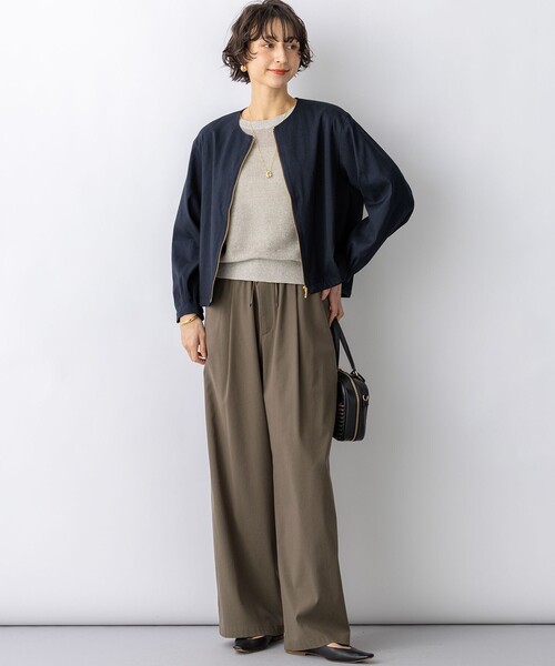 23区 S（ニジュウサンクチイサイサイズ）の「リネンレーヨンストレッチ ノーカラー ブルゾン（その他アウター・レディース・ベージュ系・30/32）」の8枚目の写真