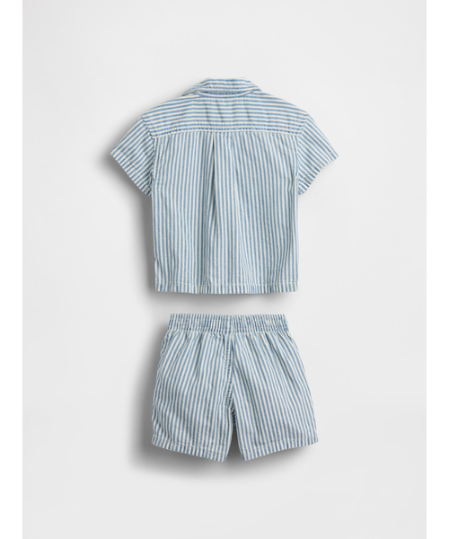 GAP(ギャップ)の「デニム ストライプ コーデセット (ベビー)(セットアップ・キッズ・ブルー・90cm/80cm/60cm/70cm)」の2枚目の写真