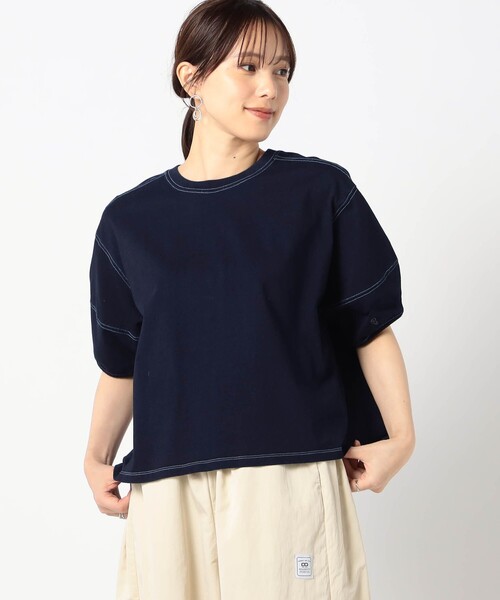 Grand PARK（グランドパーク）の「インディゴ天竺 タックスリーブカットソー（その他トップス・レディース・ブルー/ネイビー/ホワイト・FREE）」の3枚目の写真