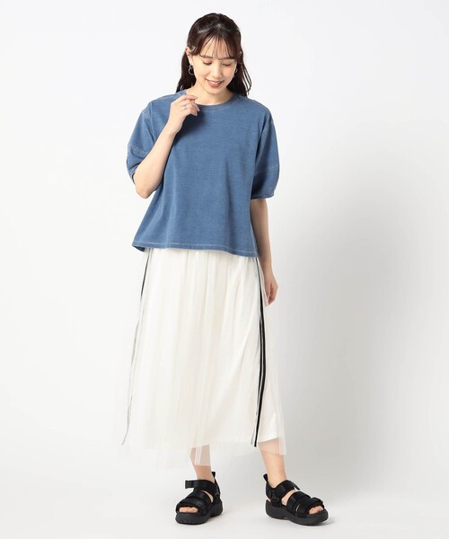 Grand PARK（グランドパーク）の「インディゴ天竺 タックスリーブカットソー（その他トップス・レディース・ブルー/ネイビー/ホワイト・FREE）」の4枚目の写真