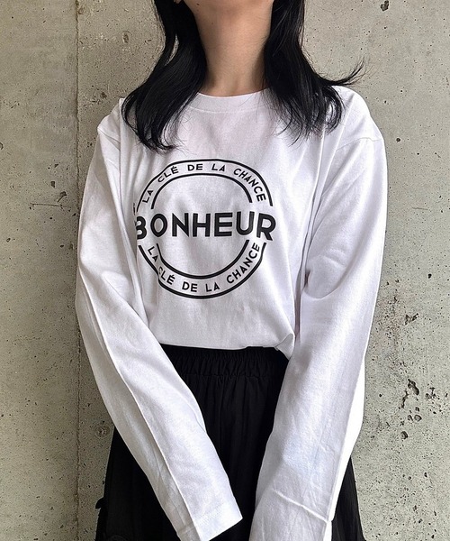 etta(エタ)の「フレンチロゴロンT/長袖Tシャツ(Tシャツ/カットソー・レディース・ホワイト・MEDIUM/LARGE/SMALL)」の2枚目の写真