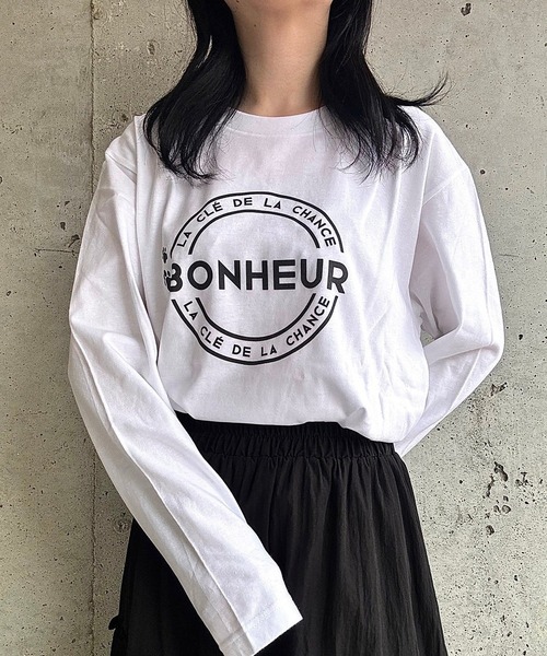 etta(エタ)の「フレンチロゴロンT/長袖Tシャツ(Tシャツ/カットソー・レディース・ホワイト・MEDIUM/LARGE/SMALL)」の3枚目の写真