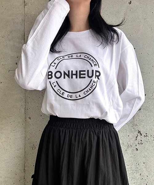 etta(エタ)の「フレンチロゴロンT/長袖Tシャツ(Tシャツ/カットソー・レディース・ホワイト・MEDIUM/LARGE/SMALL)」の4枚目の写真