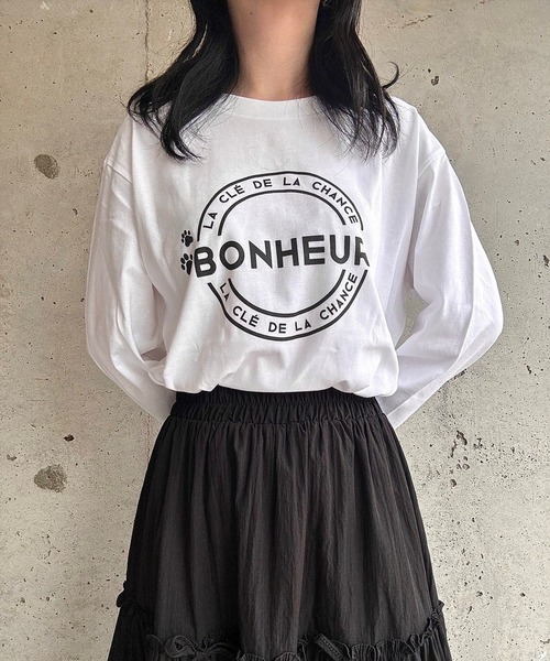 etta(エタ)の「フレンチロゴロンT/長袖Tシャツ(Tシャツ/カットソー・レディース・ホワイト・MEDIUM/LARGE/SMALL)」の9枚目の写真