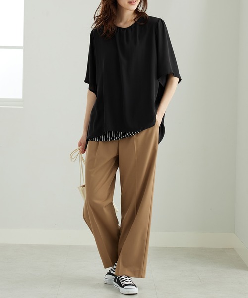 BELLUNA PLUS(ベルーナ)の「シフォン重ねレイヤードチュニック(チュニック・レディース・フューシャピンク/セージグリーン/ブラック/ブルー・LARGE/MEDIUM/X-LARGE)」の10枚目の写真