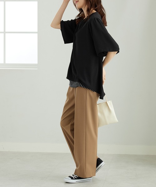 BELLUNA PLUS(ベルーナ)の「シフォン重ねレイヤードチュニック(チュニック・レディース・フューシャピンク/セージグリーン/ブラック/ブルー・LARGE/MEDIUM/X-LARGE)」の5枚目の写真