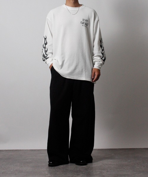 NYLAUS(ナイラス)の「【NYS】クロスロゴ ワッフルロングTシャツ ウイングロゴ トライバルデザイン ロンT 長袖Tシャツ(Tシャツ/カットソー・メンズ・ホワイト系その他/ホワイト/ブラック/ブラック系その他・M/L)」の18枚目の写真