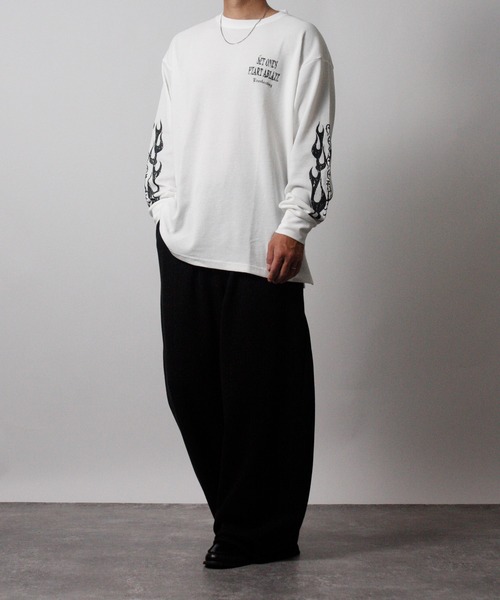 NYLAUS(ナイラス)の「【NYS】クロスロゴ ワッフルロングTシャツ ウイングロゴ トライバルデザイン ロンT 長袖Tシャツ(Tシャツ/カットソー・メンズ・ホワイト系その他/ホワイト/ブラック/ブラック系その他・M/L)」の20枚目の写真