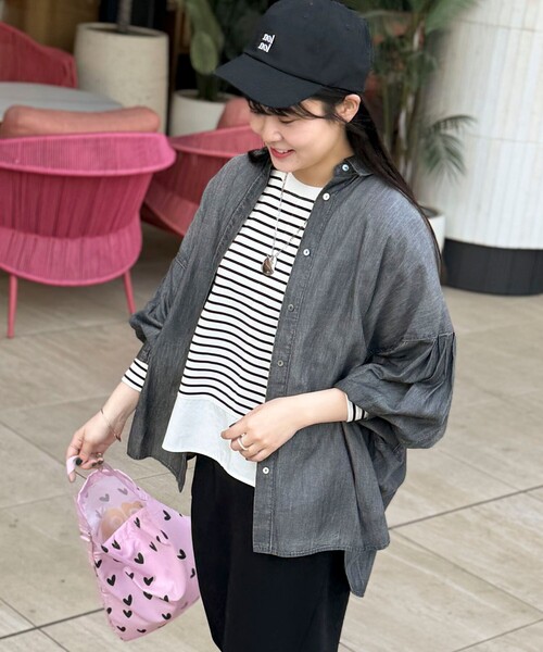 MICO COULIER（ミコクリエ）の「シアーデニムドルマンシャツ（シャツ/ブラウス・レディース・ライトブルー/インディゴブルー/グレー・38）」の2枚目の写真