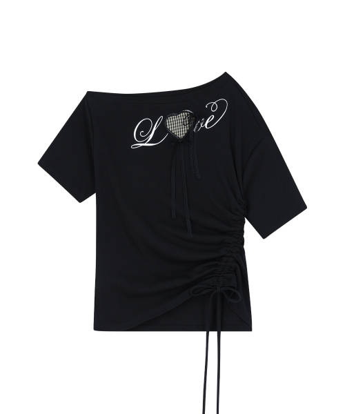 ILLIGO(イリゴ)の「ラブワンショルダーオーバーサイズTシャツブラック(Tシャツ/カットソー・レディース・その他・OS)」の4枚目の写真