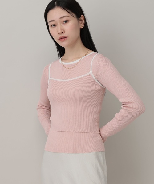 A part by（アパートバイ）の「キャミレイヤードプルオーバー_長袖（Tシャツ/カットソー・レディース・ピンク系その他/ブルー系その他2/ブラック・FREE）」の3枚目の写真