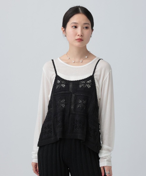 LEPSIM（レプシィム）の「クロシェキャミ　639444（キャミソール・レディース・オフホワイト/ブラック・FREE）」の12枚目の写真