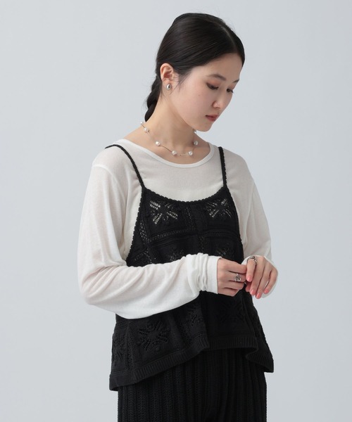 LEPSIM（レプシィム）の「クロシェキャミ　639444（キャミソール・レディース・オフホワイト/ブラック・FREE）」の13枚目の写真