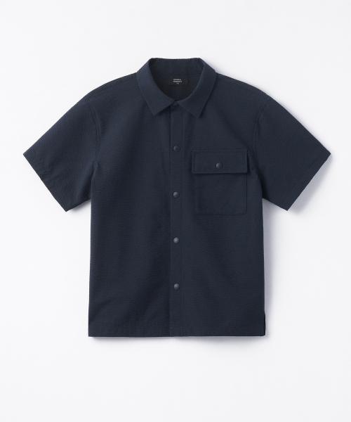 MUSINSA STANDARD KIDS（ムシンサスタンダードキッズ）の「オーバーサイズシアサッカー半袖シャツ[ネイビー]（シャツ/ブラウス・レディース・その他・110/120/130/140/150/160）」の4枚目の写真