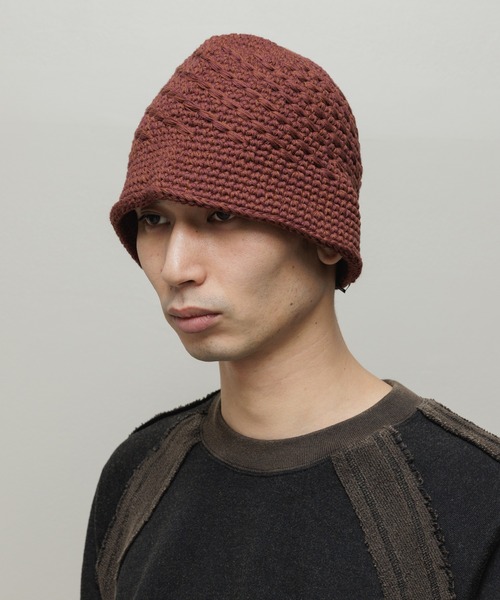 BAL（バル）の「MIXED HAND KNIT BUCKET HAT（ハット・メンズ・ネイビー/チャコール/ボルドー・FREE）」の3枚目の写真