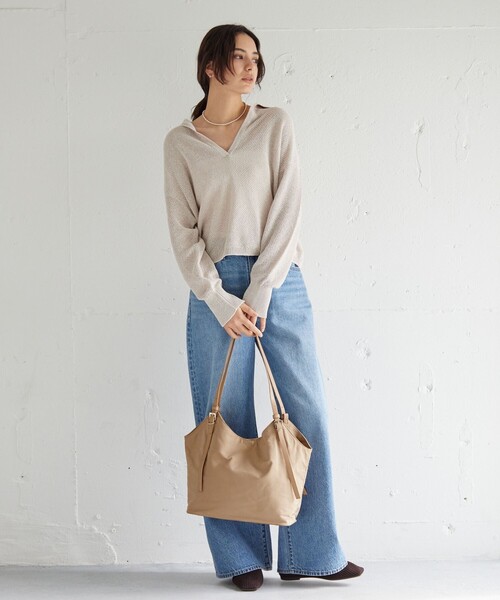 green label relaxing(グリーンレーベルリラクシング)の「【WEB限定】2WAYバックルハンドル トートバッグ / ショルダーバッグ / A4サイズ はっ水(トートバッグ・レディース・ネイビー/ベージュ/ブラック・FREE)」の9枚目の写真