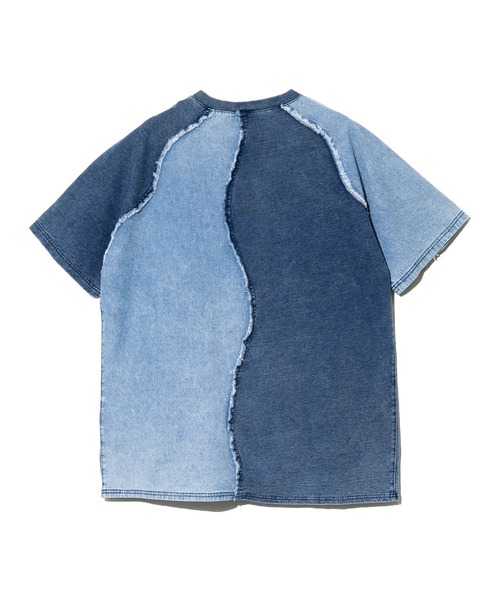 go slow caravan(ゴースローキャラバン)の「mililopiulu/ミリロピュール ケミカル 裏毛デニム ウェーブTEE(Tシャツ/カットソー・レディース・ブルー/グレー・FREE)」の16枚目の写真