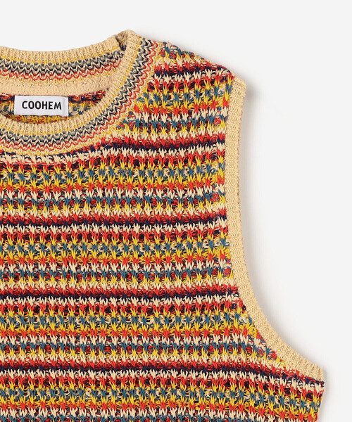 Coohem（コーヘン）の「COOHEM | マルチボーダー ニットベスト WOMEN（ベスト・レディース・レッド系その他/グリーン系その他・F）」の10枚目の写真