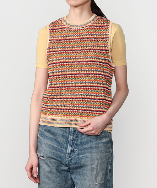 Coohem（コーヘン）の「COOHEM | マルチボーダー ニットベスト WOMEN（ベスト・レディース・レッド系その他/グリーン系その他・F）」の15枚目の写真