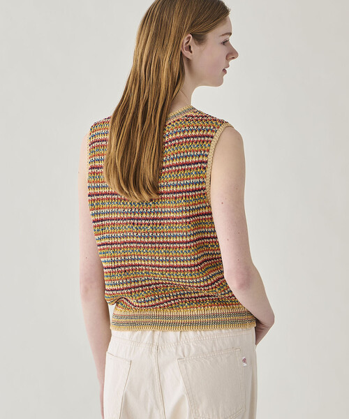 Coohem（コーヘン）の「COOHEM | マルチボーダー ニットベスト WOMEN（ベスト・レディース・レッド系その他/グリーン系その他・F）」の5枚目の写真