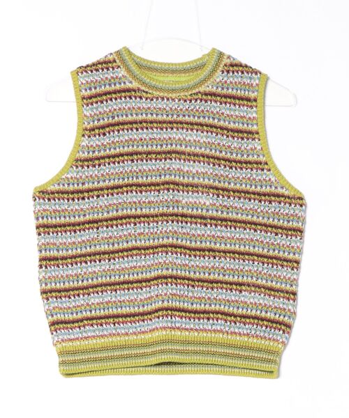 Coohem（コーヘン）の「COOHEM | マルチボーダー ニットベスト WOMEN（ベスト・レディース・レッド系その他/グリーン系その他・F）」の3枚目の写真