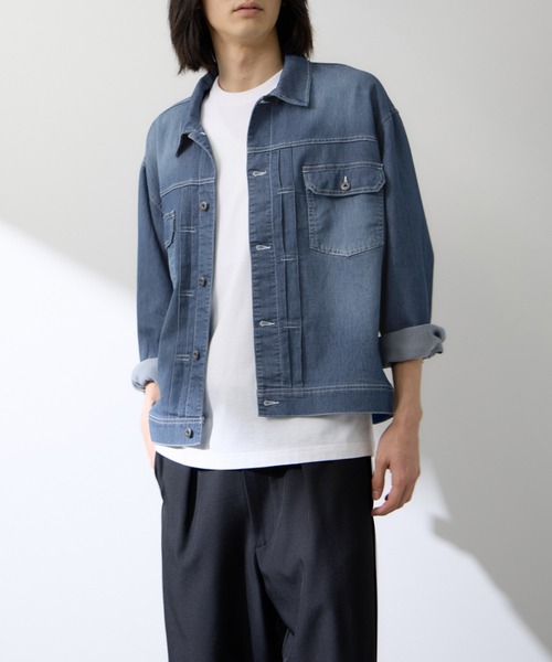 NAVY(ネイビー)の「【NAVY / ネイビー】ブリーズデニム Type2ジャケット UV 接触冷感(デニムジャケット・メンズ・ネイビー/ブルー・XL/L/M/S)」の3枚目の写真