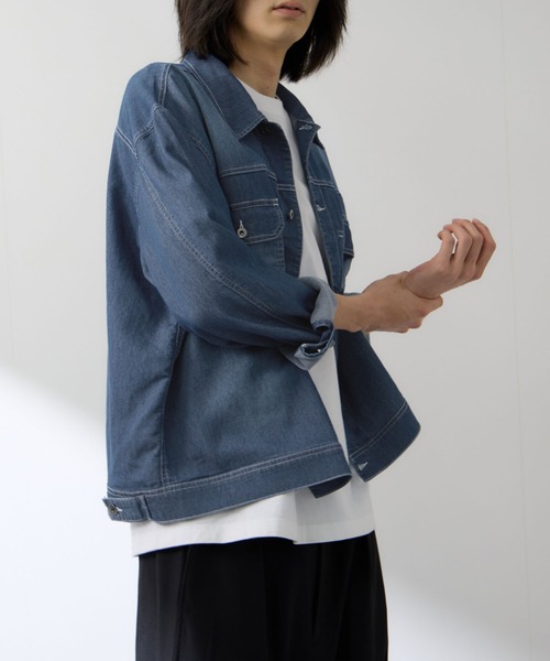 NAVY(ネイビー)の「【NAVY / ネイビー】ブリーズデニム Type2ジャケット UV 接触冷感(デニムジャケット・メンズ・ネイビー/ブルー・XL/L/M/S)」の4枚目の写真