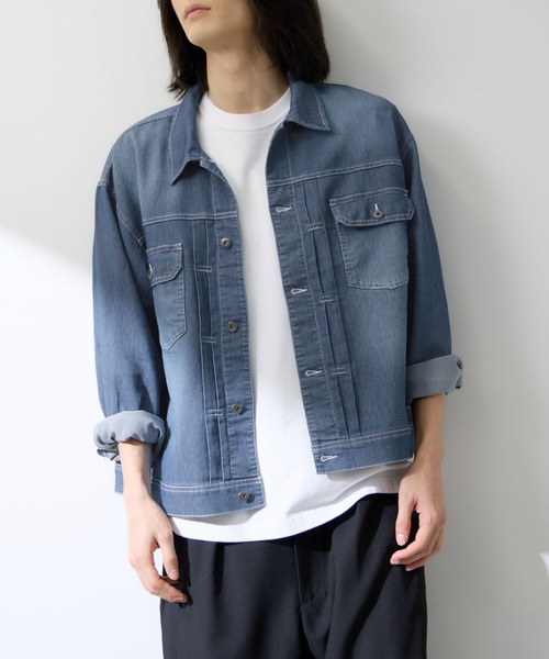 NAVY(ネイビー)の「【NAVY / ネイビー】ブリーズデニム Type2ジャケット UV 接触冷感(デニムジャケット・メンズ・ネイビー/ブルー・XL/L/M/S)」の5枚目の写真