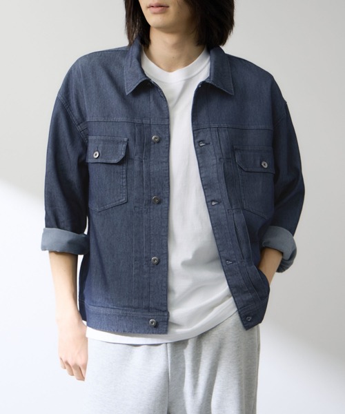NAVY(ネイビー)の「【NAVY / ネイビー】ブリーズデニム Type2ジャケット UV 接触冷感(デニムジャケット・メンズ・ネイビー/ブルー・XL/L/M/S)」の8枚目の写真