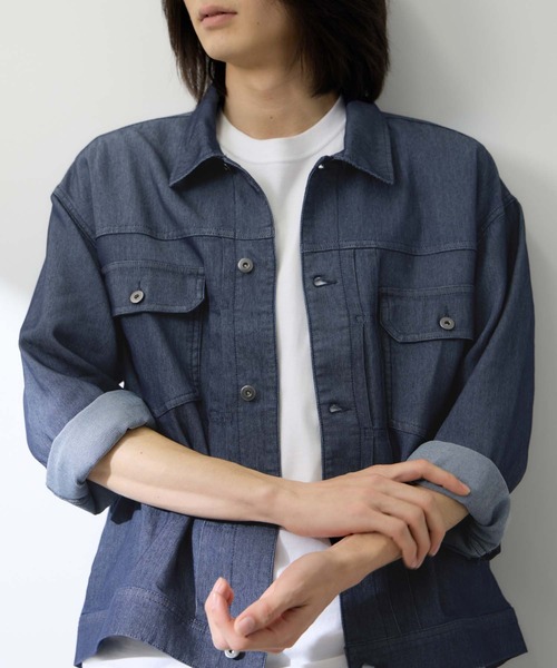 NAVY(ネイビー)の「【NAVY / ネイビー】ブリーズデニム Type2ジャケット UV 接触冷感(デニムジャケット・メンズ・ネイビー/ブルー・XL/L/M/S)」の10枚目の写真