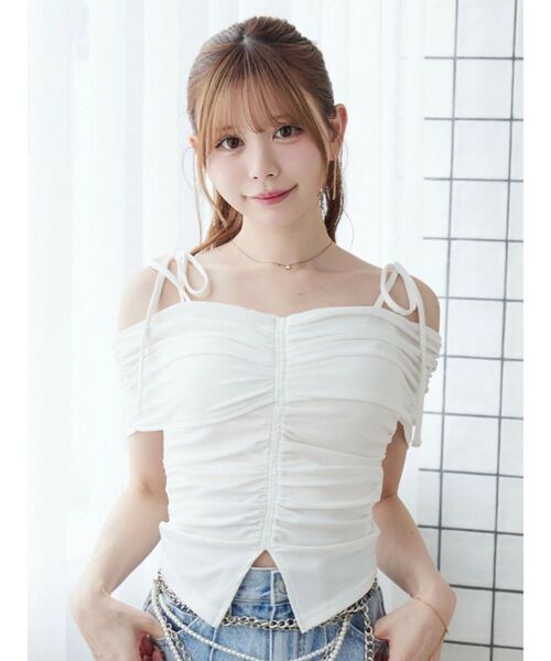 FRONTギャザーリブTOP