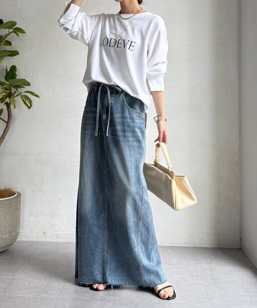 DouDou（ドゥドゥ）の「カットジョーゼットLODEVEロゴTEEブラウス（シャツ/ブラウス・レディース・オフホワイト/チャコールグレー/ネイビー・FREE）」の6枚目の写真