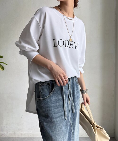 DouDou（ドゥドゥ）の「カットジョーゼットLODEVEロゴTEEブラウス（シャツ/ブラウス・レディース・オフホワイト/チャコールグレー/ネイビー・FREE）」の10枚目の写真