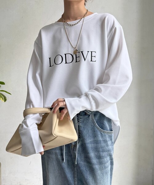 DouDou（ドゥドゥ）の「カットジョーゼットLODEVEロゴTEEブラウス（シャツ/ブラウス・レディース・オフホワイト/チャコールグレー/ネイビー・FREE）」の11枚目の写真