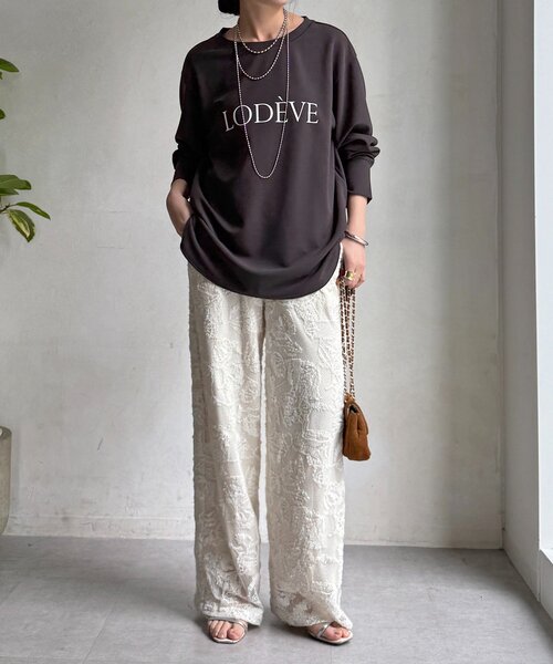 DouDou（ドゥドゥ）の「カットジョーゼットLODEVEロゴTEEブラウス（シャツ/ブラウス・レディース・オフホワイト/チャコールグレー/ネイビー・FREE）」の16枚目の写真