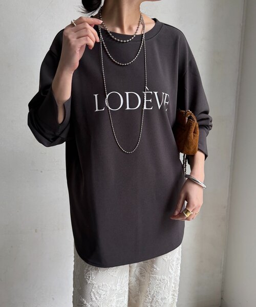 DouDou（ドゥドゥ）の「カットジョーゼットLODEVEロゴTEEブラウス（シャツ/ブラウス・レディース・オフホワイト/チャコールグレー/ネイビー・FREE）」の19枚目の写真