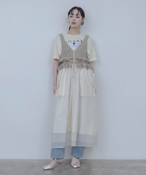 Eimee Law（エイミーロウ）の「ウエストフリルジャンパースカート（ジャンパースカート・レディース・ベージュ/ブラック・FREE）」の7枚目の写真