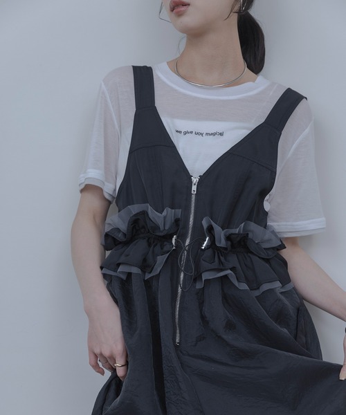 Eimee Law（エイミーロウ）の「ウエストフリルジャンパースカート（ジャンパースカート・レディース・ベージュ/ブラック・FREE）」の11枚目の写真