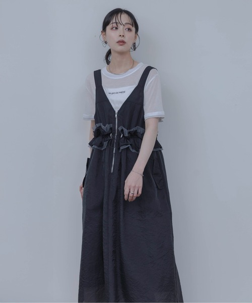 Eimee Law（エイミーロウ）の「ウエストフリルジャンパースカート（ジャンパースカート・レディース・ベージュ/ブラック・FREE）」の12枚目の写真