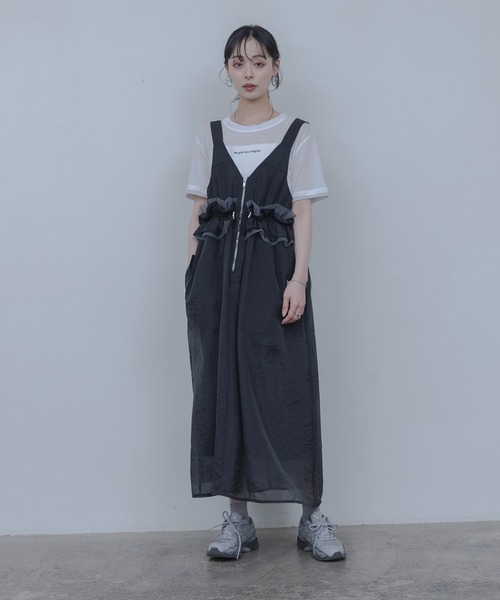 Eimee Law（エイミーロウ）の「ウエストフリルジャンパースカート（ジャンパースカート・レディース・ベージュ/ブラック・FREE）」の16枚目の写真