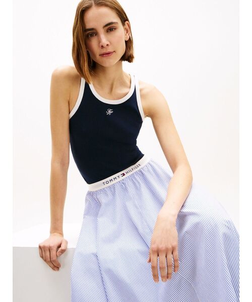 TOMMY HILFIGER（トミーヒルフィガー）の「コットンポプリンミディスカート（スカート・レディース・ブルー・X-SMALL/XX-SMALL）」の4枚目の写真