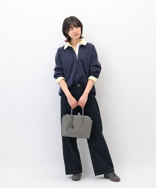 W&.Day/Night(ダブルアンド デイナイト)の「スムーク トートバッグ B5収納 6L 19191(トートバッグ・レディース・ブラック/ダークグレー/ベージュ・FREE)」の7枚目の写真