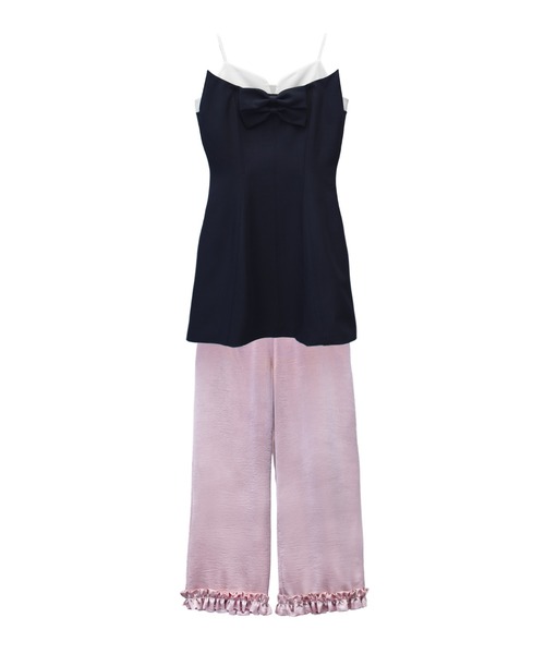 ANDRESD（アンドレスド）の「サテンフリルヘムパンツセットドレス / satin frillhem pants set dress（パンツドレス・レディース・グレー/ネイビー/ブラック・L/M/S）」の14枚目の写真