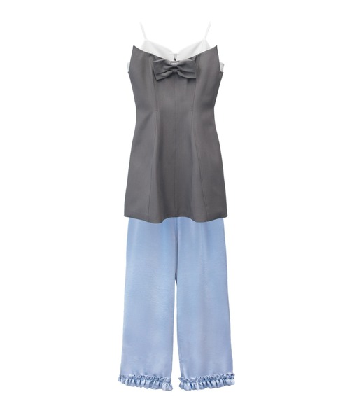 ANDRESD（アンドレスド）の「サテンフリルヘムパンツセットドレス / satin frillhem pants set dress（パンツドレス・レディース・グレー/ネイビー/ブラック・L/M/S）」の12枚目の写真