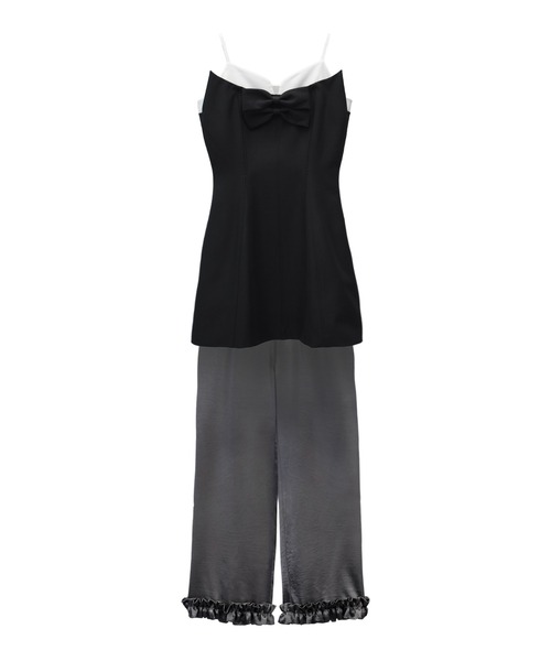 ANDRESD（アンドレスド）の「サテンフリルヘムパンツセットドレス / satin frillhem pants set dress（パンツドレス・レディース・グレー/ネイビー/ブラック・L/M/S）」の13枚目の写真