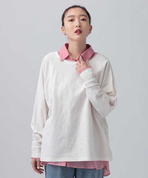 LEPSIM（レプシィム）の「スラブクルーLS　647648（Tシャツ/カットソー・レディース・ブラック/ベージュ/オフホワイト・FREE）」の2枚目の写真