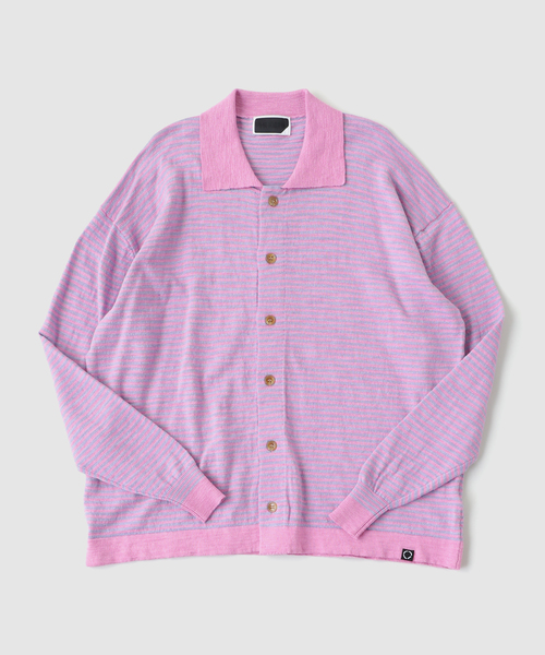 PHINGERIN（フィンガリン）の「PHINGERIN / フィンガリン SLAB GAUZE KNIT SHIRT STRIPE（ニット/セーター・メンズ・カーキ/ブラウン/パープル・MEDIUM）」の3枚目の写真