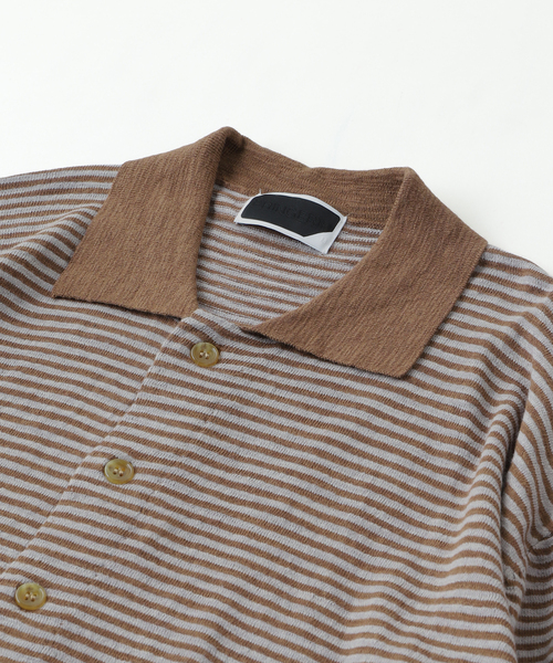 PHINGERIN（フィンガリン）の「PHINGERIN / フィンガリン SLAB GAUZE KNIT SHIRT STRIPE（ニット/セーター・メンズ・カーキ/ブラウン/パープル・MEDIUM）」の5枚目の写真