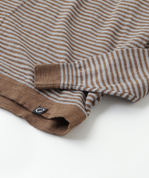 PHINGERIN（フィンガリン）の「PHINGERIN / フィンガリン SLAB GAUZE KNIT SHIRT STRIPE（ニット/セーター・メンズ・カーキ/ブラウン/パープル・MEDIUM）」の6枚目の写真