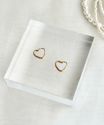 シンプルハートフープピアス